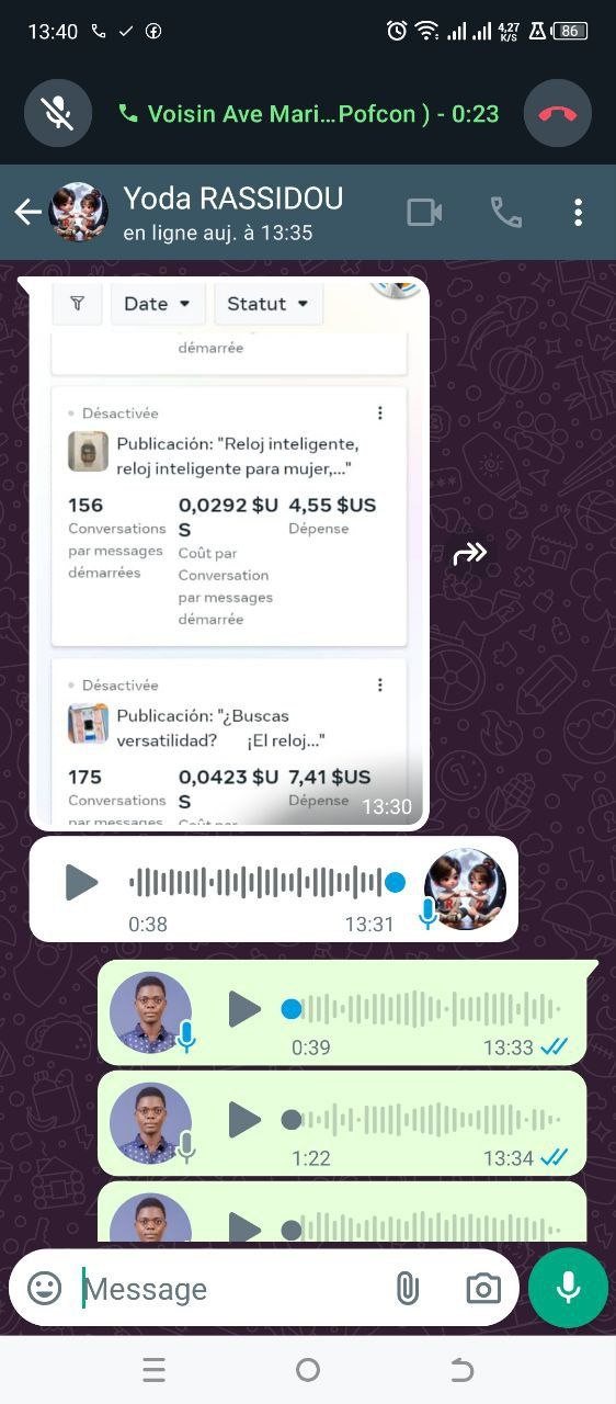 Message vocal d'un élève avec résultats de campagnes