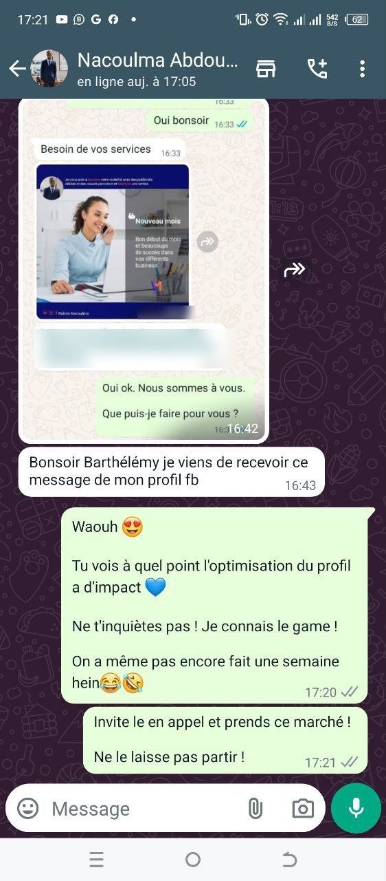 Message : l'optimisation du profil a de l'impact, besoin de vos services